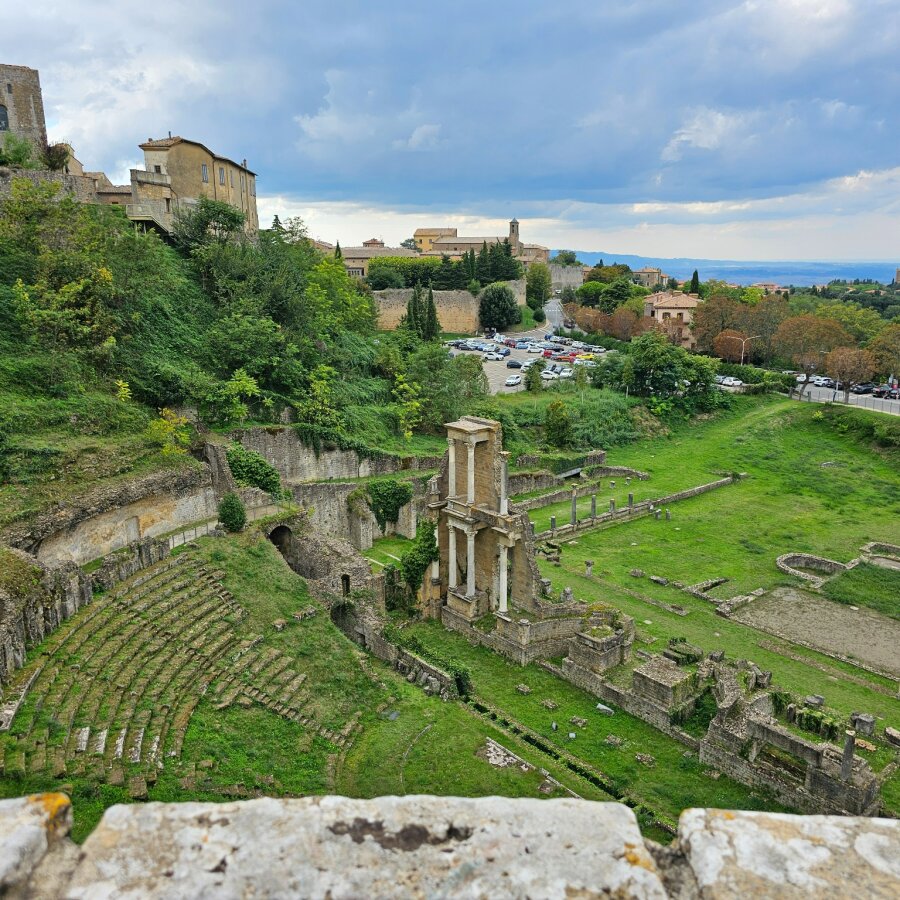 The Roman theatre of Volterra seen from above