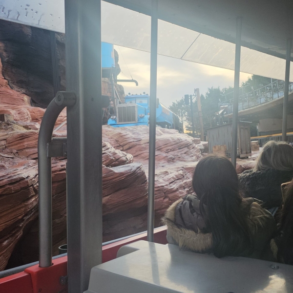 Cars ride at Walt Disney Studios Park with canyon scenery